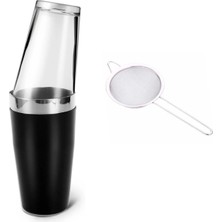 Adin Tasarım Kokteyl Yapım Seti 2li Siyah Baston Shaker 750 ml + Bar Süzgeci Saplı Kokteyl Hazırlama Seti Bar Seti