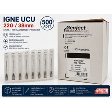 Genject Siyah Iğne Ucu 22G / 38 mm Steril Enjektör Iğnesi 500 Adet