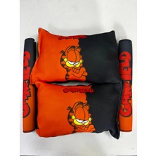 Şimika Turuncu Garfield Ikili Yastık ve Kemer Kılıfı Seti