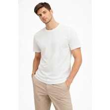 Etiler Collection Erkek Bisiklet Yaka Tişört Regular Kalıp Basic Pamuklu Günlük Kullanım T-Shirt - Beyaz