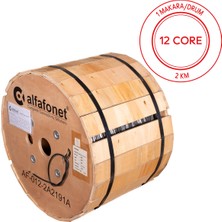 Alfafonet 12 Core Single Loose Tube Fiber Optik Kablo 2 Km Makara