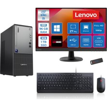 Lenovo Thinkcentre Neo 50T Gen 6 Intel Core Ultra 5 225 Upto 4.9ghz 96GB Ddr5 1tb SSD 4GB/RX550 WIN11PRO +27" Fhd Monitör Masaüstü Bilgisayar 13BD007UTR2727P33+ZETTAUSBBELLEK