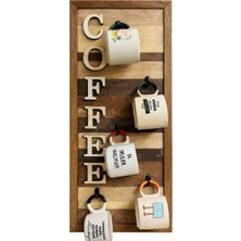 Ahşap Duvar Kupa Askılığı 5’li | Kahve Köşesi Organizer | 25X61 cm