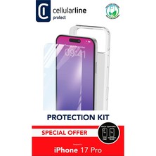 Cellularline Cellularlıne IPHONE 17 Pro Seffaf Kılıf + Temperli Cam Ekran Koruyucu Set ( 2in1)