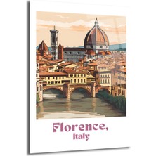 GLAZELLA Floransa Italya Manzarası Cam Tablo | Ponte Vecchio ve Duomo Sanatı