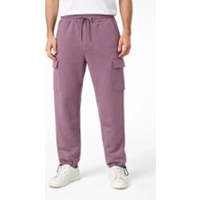 Etiler Collection Erkek Baggy Üç Iplik Kargo Cepli Eşofman Ayarlanabilir Paça Beli Ipli Pantolon - Gül Kurusu