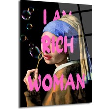 GLAZELLA Inci Küpeli Kız 'ı Am Rich Woman' Pop Art Cam Tablo