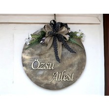 Kişiye Özel Ahşap Kurdelalı Kapı Süsü 35 cm