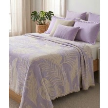 Livoras Home Müslin  Pamuklu 220 x 240CM Çift Kişilik Pike Lila - Bej