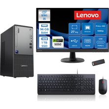 Lenovo Thinkcentre Neo 50T Gen 6 Intel Core Ultra 5 225 Upto 4.9ghz 96GB Ddr5 1tb SSD 8GB/RTX5050 Freedos +27" Fhd Monitör Masaüstü Bilgisayar 13BD007UTR2724F33+ZETTAUSBBELLEK
