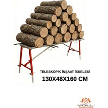 Midilli Alüminyum Gövdeli Çelik Ayaklı Teleskopik Katlanır Inşaat Iskelesi - 400 kg Taşıma Kapasitesi 130X48X160CM
