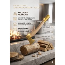 EkoAlışverişDünyam Altın Detaylı Profesyonel Kayın Saplı Balta - 500 gr
