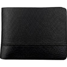 Erkek Hakiki Deri Siyah Ince Çok Bölmeli Kartlık ve Cüzdan