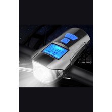 kornalı bisiklet ve scooter feneri lcd led ön farı 120db usb şarjlı su geçirmez yol bilgisayarı