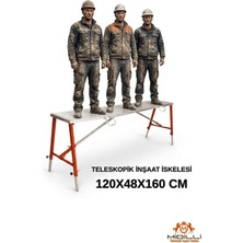 Midilli Alüminyum Gövdeli Çelik Ayaklı Teleskopik Inşaat Iskelesi Kırmızı - 400 kg Taşıma Kapasitesi 120X48X160CM