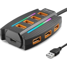 Zenvia USB Rgb Hub 10 Port 480 Mbps 1.2 M Siyah HDX7036