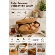 Evolis Kitchen 1 Adet Kapaklı Jüt Ekmek Sepeti Çok Amaçlı Hasır Düzenleyici Sepet Doğal El Yapıi