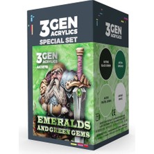 Ak Interactive Ak 1078 4X17 Ml. Zümrütler ve Yeşil Taşlar, 3gen Akrilik Wargame Boya Seti