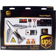 Daron 86RT-4341 Ups Kamyon ve Uçak Oyun Seti, 9 Parça, Metal Gövde, Plastik Kanatlar, Sergilemeye Hazır Model Yolcu Uçağı