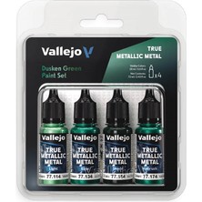 Vallejo 77257 4X18 Ml. Dusken Green, True Metallic Metal (Tmm) Serisi Model Boyası Seti