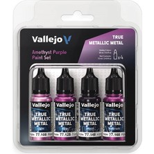 Vallejo 77255 4X18 Ml. Amethyst Purple, True Metallic Metal (Tmm) Serisi Model Boyası Seti