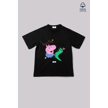 Ciro Kids Peppa Pig Baskılı %100 Pamuk Kısa Kol Unisex Çocuk Tişört (4-13 Yaş)