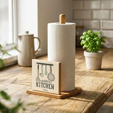 Snippy Label - Etiketli Bambu Rulo Dik Peçetelik Dekoratif Tasarımlı Dik Havluluk Organizer 27 cm