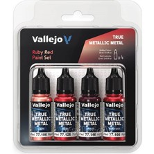 Vallejo 77254 4X18 Ml. Ruby Red, True Metallic Metal (Tmm) Serisi Model Boyası Seti