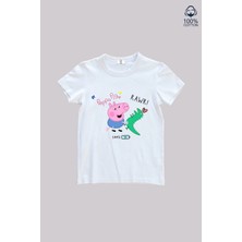 Ciro Kids Peppa Pig Baskılı %100 Pamuk Kısa Kol Unisex Çocuk Tişört (4-13 Yaş)