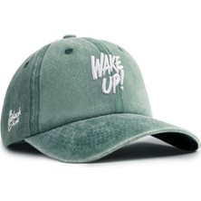 BlackBörk Wake Up Nakışlı Vintage Beyzbol Koyu Yeşil Şapka