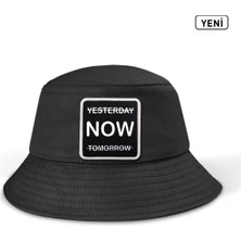 BlackBörk Yesterday Now Tomorrow Logolu Bucket Siyah Şapka
