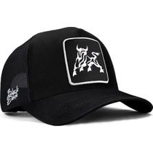 BlackBörk Boğa Logolu Siyah Trucker Şapka
