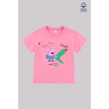 Ciro Kids Peppa Pig Baskılı %100 Pamuk Kısa Kol Unisex Çocuk Tişört (4-13 Yaş)