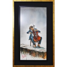 Muguetarts %100 Gerçek Suluboya El Sanatları Hauser Çello Tablosu Ev Dekorasyonu 70X50CM