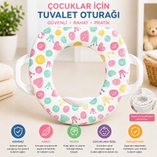 Duman Liniya Soft Baby Desenli Çocuk Tuvalet Oturağı Adaptörü | Kulplu, Yumuşak Minderli