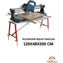 Midilli Alüminyum Gövdeli Çelik Ayaklı Teleskopik Inşaat Iskelesi Kırmızı - 400 kg Taşıma Kapasitesi 120X48X200CM