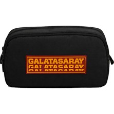 Galatasaray Iki Gözlü Erkek Çocuk Gs 5 Yıldız Baskılı Siyah - Kırmızı Okul Kalem Çantası/kalemlik - 26522