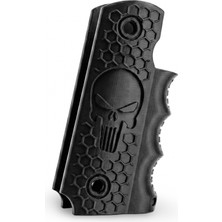 Rigor Universe Colt 1911 Uyumlu Tabanca Kabzası Petg Punisher Kurukafa Siyah 3D Baskı Grip