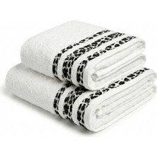 Mira Home 2 Parça Banyo Havlu Seti %100 Pamuk 70X140+50X90 cm Savana Beyaz