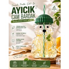 Tasarım Evi Premium Cam Barista Soğuk Içecek Bardağı Ayıcıklı Bardak (1 Adet)