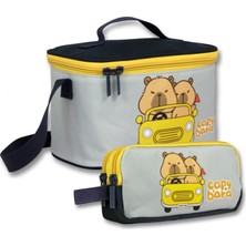 Capybara Yalıtımlı Beslenme Çantası ve Kalemlik Seti (Sarı - Siyah) Unisex Capybara Seyahatte SETCPB6219