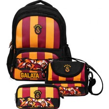 Galatasaray Erkek Çocuk Üçlü Ilkokul Okul Çanta Seti - Gs Aslan Baskılı (Siyah - Kırmızı) - SETGS26568A