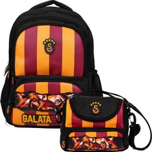 Galatasaray Erkek Çocuk Ilkokul Çantası ve Beslenme Çantası Seti (Gs Aslan Baskılı) Siyah - Kırmızı - SETGS26568B