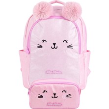 Miss Mirella Ikili Okul Çantası ve Kalemlik Seti Pembe (Kedi Baskılı) Kız Çocuk - SETMM26056C