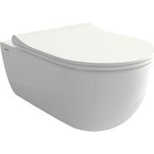 Bocchi V-Tondo Rimless Kısa Asma Klozet Parlak Beyaz + Pure Slim Klozet Kapak Parlak Beyaz