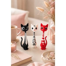 My Craft 3D 3’lü Dekoratif Kedi Biblo Seti Sevimli Masa Raf Süsü Mini Figür Hediyelik Obje