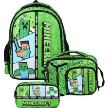 Minecraft Erkek Çocuk Üçlü Ilkokul Okul Çanta Seti - Minecraft Baskılı (Yeşil) - SETMC26613A