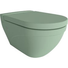 Bocchi Taormına Arch Asma Klozet Mat Mint Yeşil + Pure Slim Klozet Kapak Mat Mint Yeşili