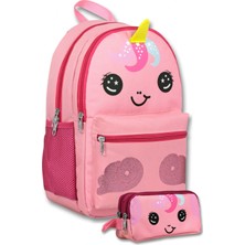 Ümit Çanta (Pembe) Kız Çocuk Sevimli Unicorn Desenli Ilkokul Çantası ve Kalemlik Seti - SETUMT6042C