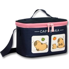 Capybara Kız Çocuk Isı Yalıtımlı Capybara Baskılı Lacivert - Pembe Okul Beslenme Çantası - 6213